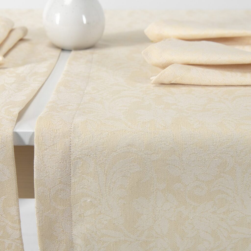 FLORA Behúň na stôl krémový – Obrázok 3