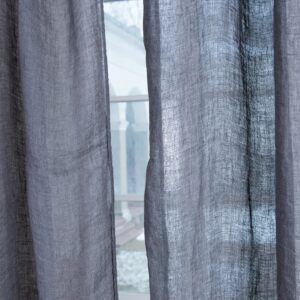 linen dark grey curtains, gauze