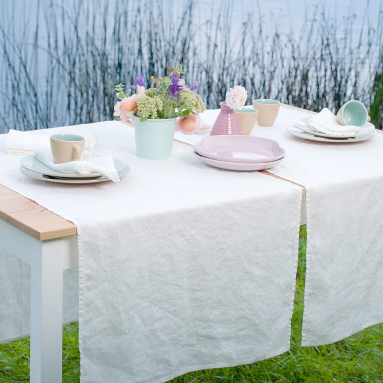 Off-white linen table runner