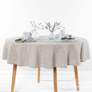 Light grey round tablecloth, ASTRA.