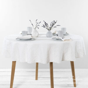 Washed linen cotton white round tablecloths