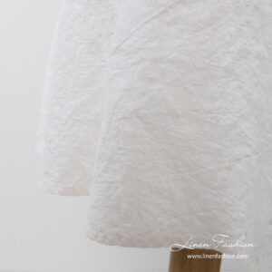 Washed linen blend white simple hemmed round tablecloth