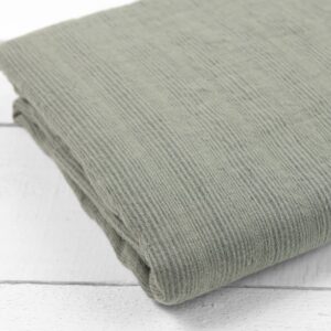 green striped linen flat sheet, washed