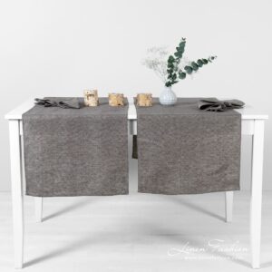 MINERAL grey linen cotton runner