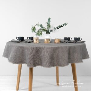 MINERAL linen cotton round (oval) tablecloth