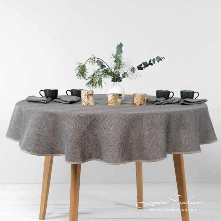 MINERAL linen cotton round (oval) tablecloth