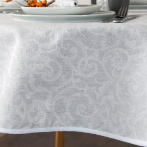 ATLANTA round linen tablecloth with silver lurex
