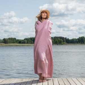 KORFU Plážová osuška fialová kockovaná