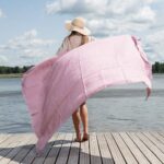 KORFU Plážová osuška fialová kockovaná