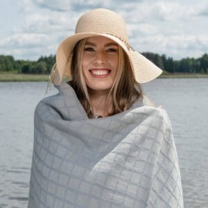 BOKA Plážová osuška modrosivá