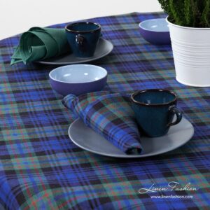 KARO Obrus okrúhly/oválny modrozelený