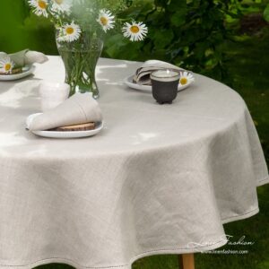 100% linen tablecloth in natural grey, natura.