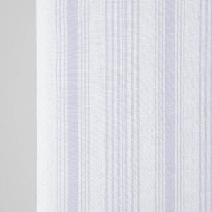 Úzka ľanovo bavlnená látka biela so svetlofialovými pruhmi