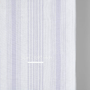 Úzka ľanovo bavlnená látka biela so svetlofialovými pruhmi