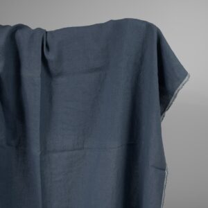 Ľanová praná tkanina džínsová modrá