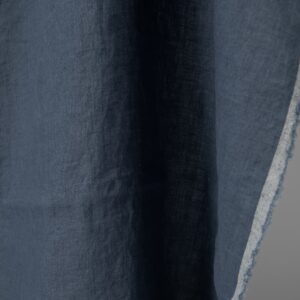 Ľanová praná tkanina džínsová modrá