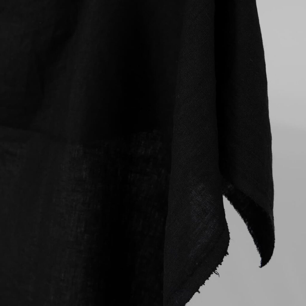 washed black linen fabric medium weight