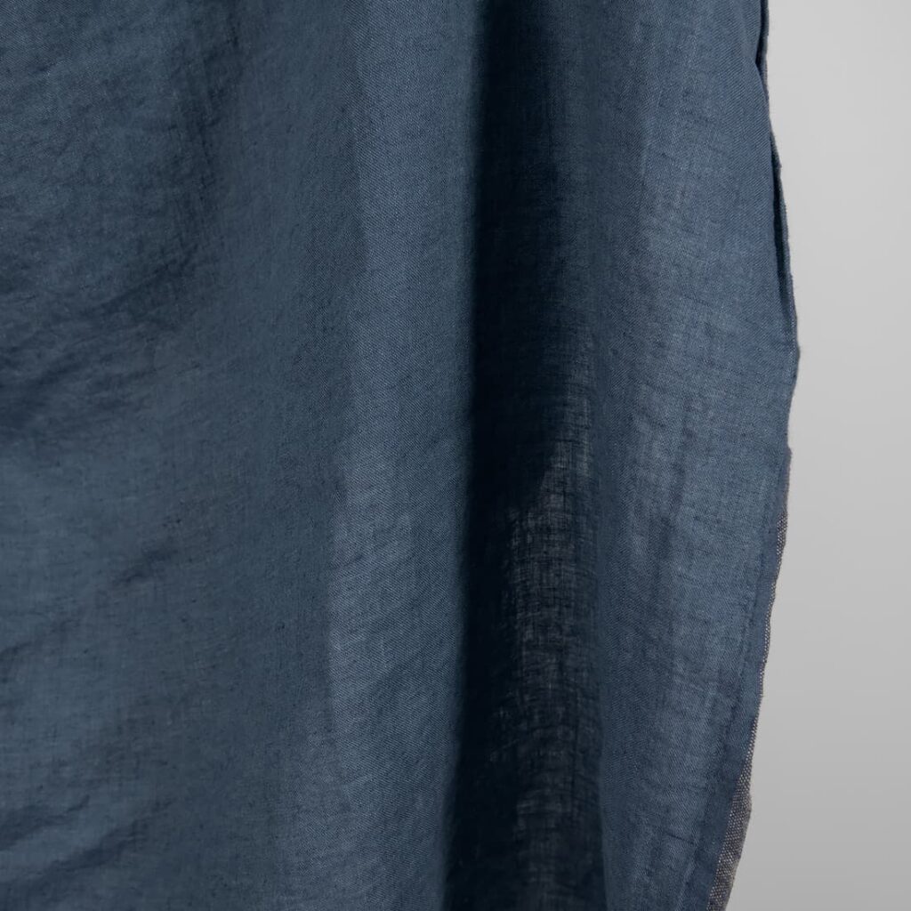 Linen washed fabric dark blue color soft and supple fit for sewing