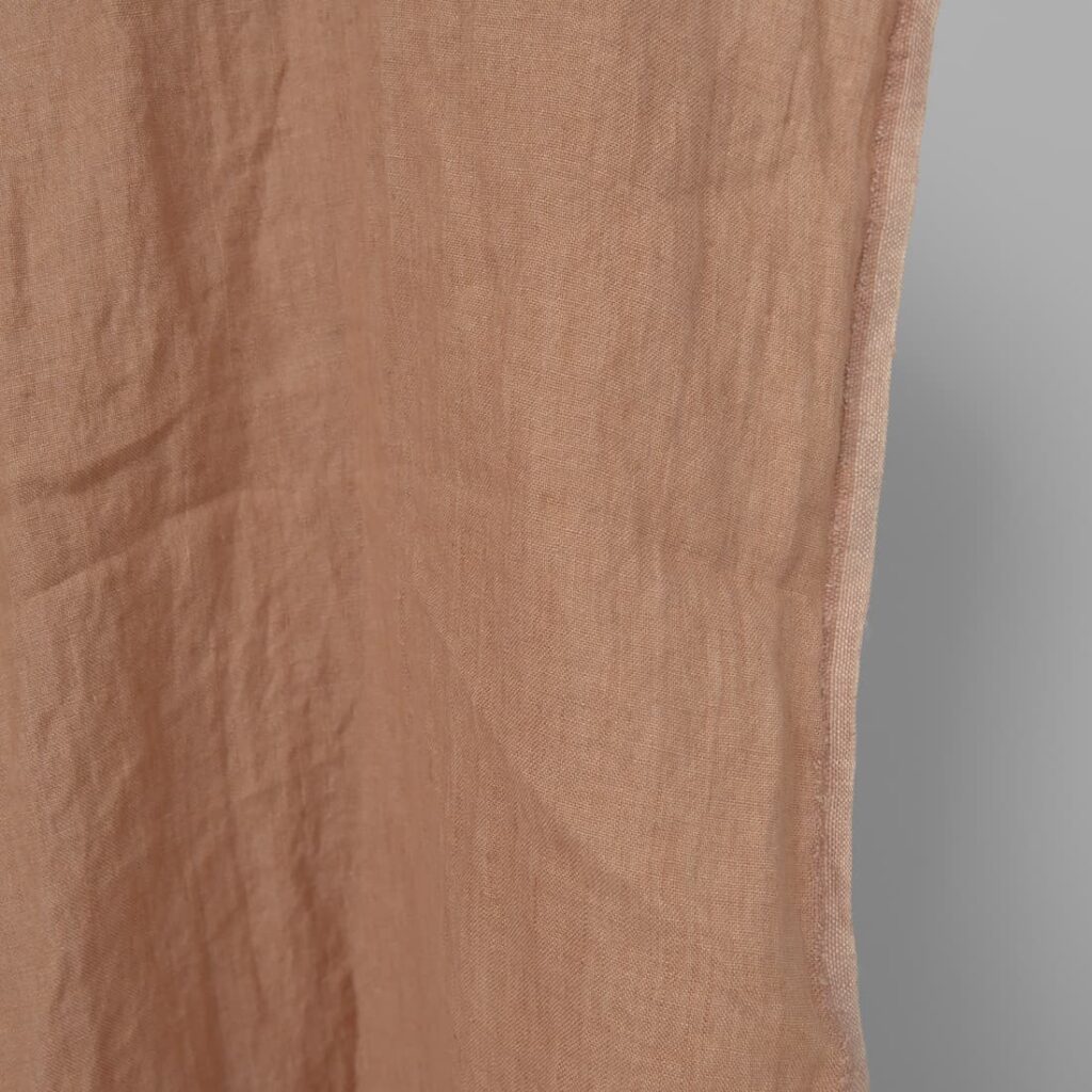 Washed linen fabric light clay colour edge