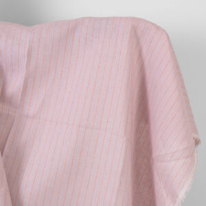 Ľanová látka fialová s oranžovými pruhmi