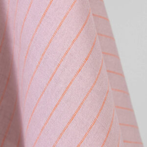 Ľanová látka fialová s oranžovými pruhmi