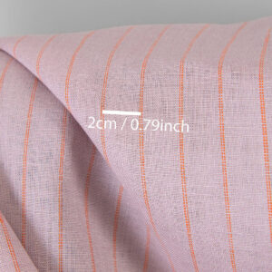 Ľanová látka fialová s oranžovými pruhmi