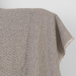 Ľanová látka ružovo-čierna s malým vzorom praná