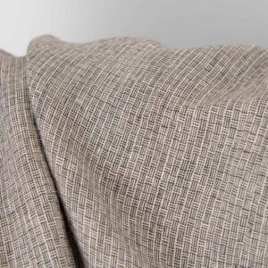 Ľanová látka ružovo-čierna s malým vzorom praná