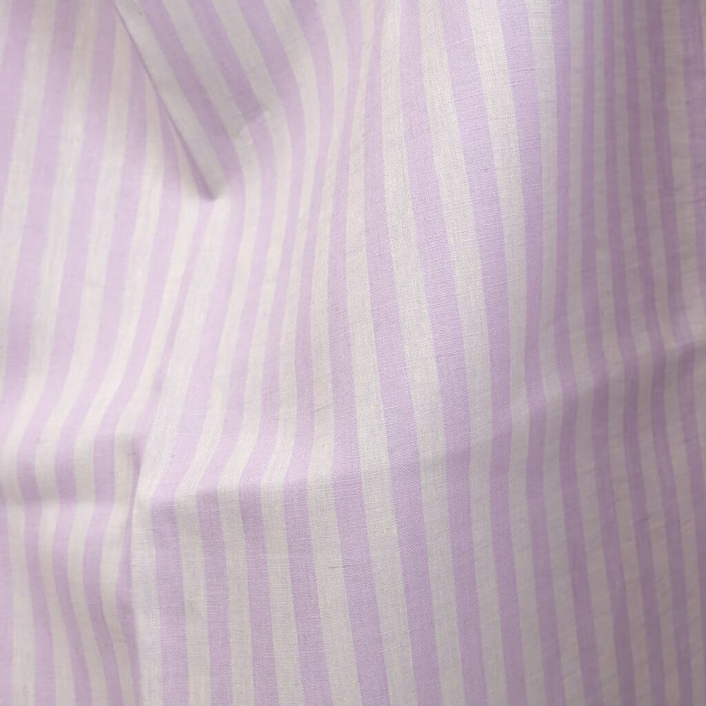 linen striped fabric lilac cream