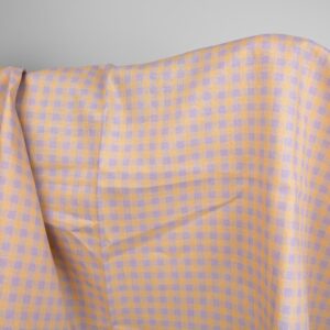 Ľanová látka lilavé a žlté kocky