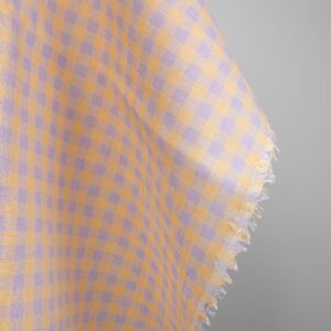 Ľanová látka lilavé a žlté kocky