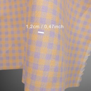 Ľanová látka lilavé a žlté kocky