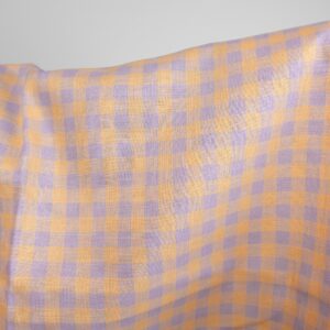 Ľanová látka lilavé a žlté kocky