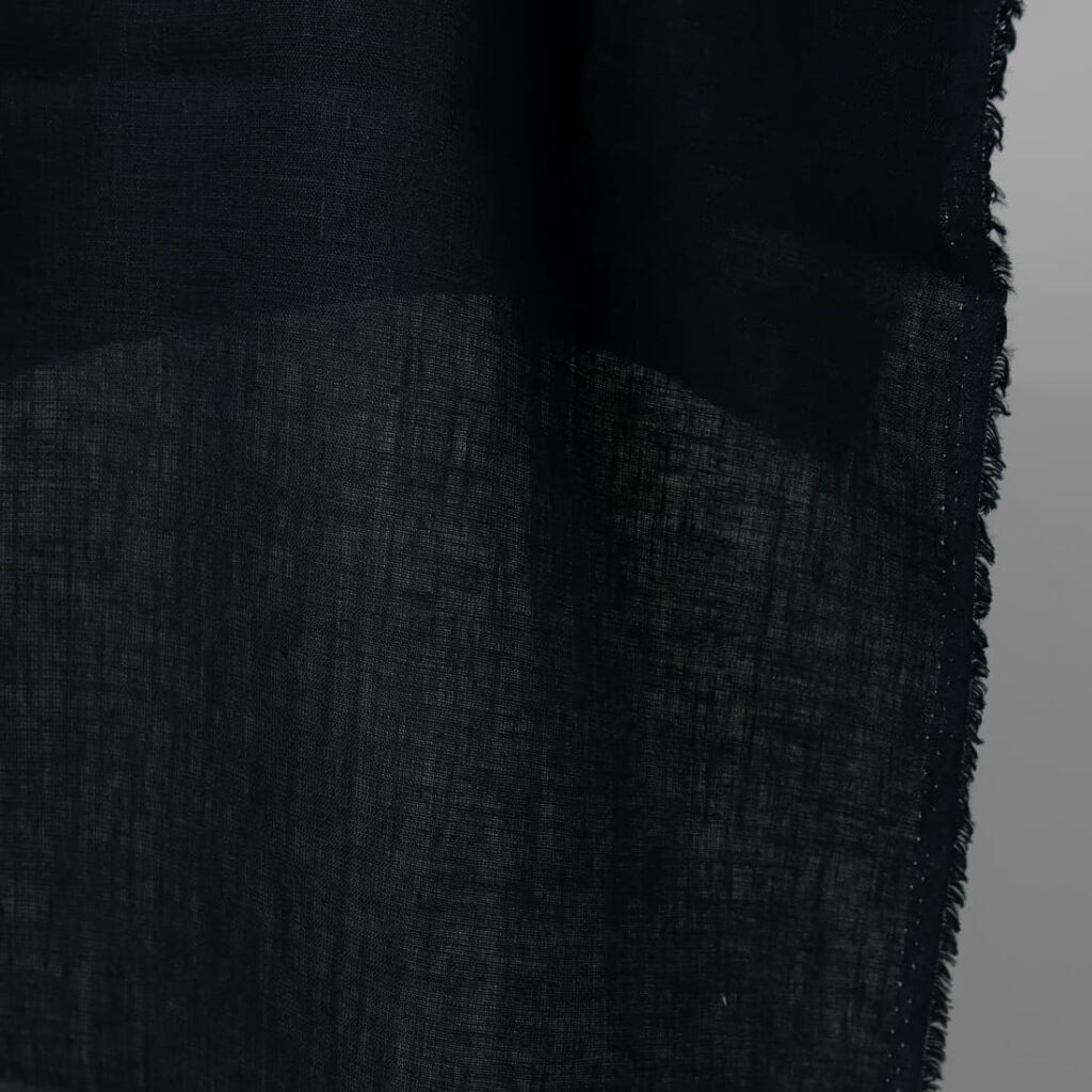 Black navy blue linen fabric edge