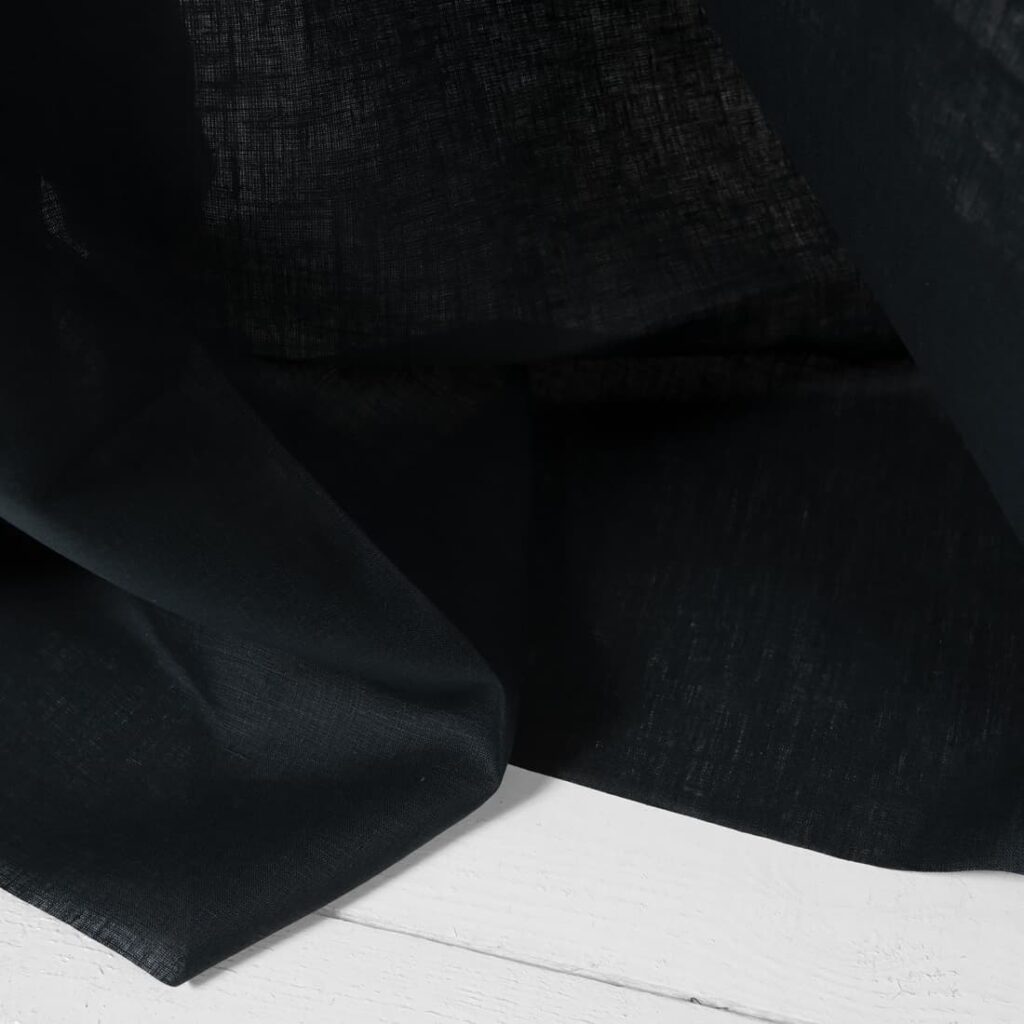 Black navy blue linen fabric product photo