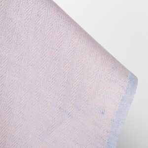 Ľanovo-bavlnená látka svetloružová a bledo modrá rybia kosť