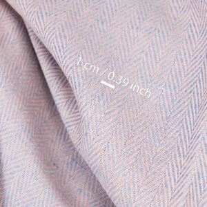 Ľanovo-bavlnená látka svetloružová a bledo modrá rybia kosť