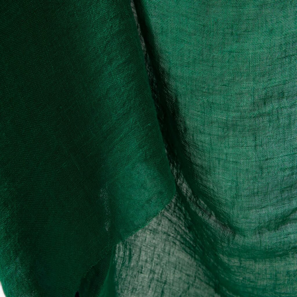 Washed linen fabric emerald green transparent product view