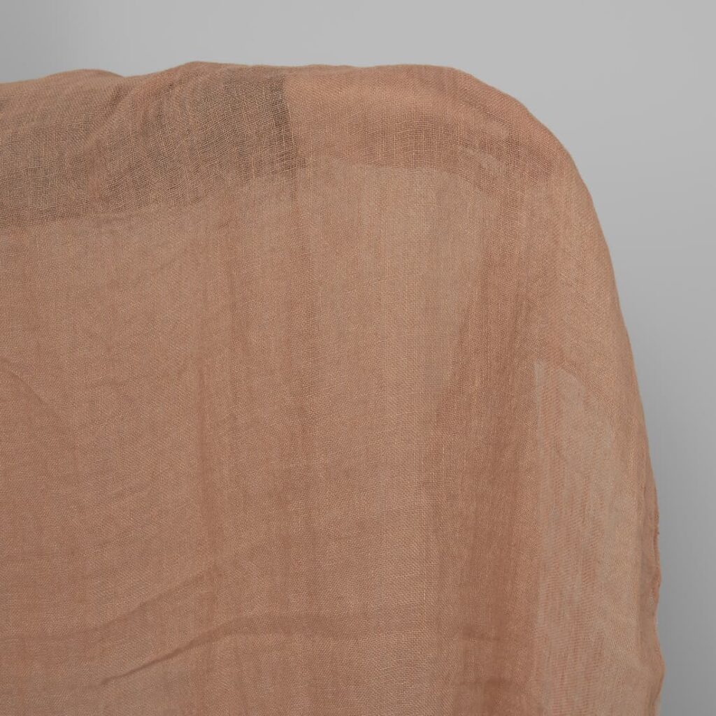 Washed sheer linen fabric light clay colour product photo
