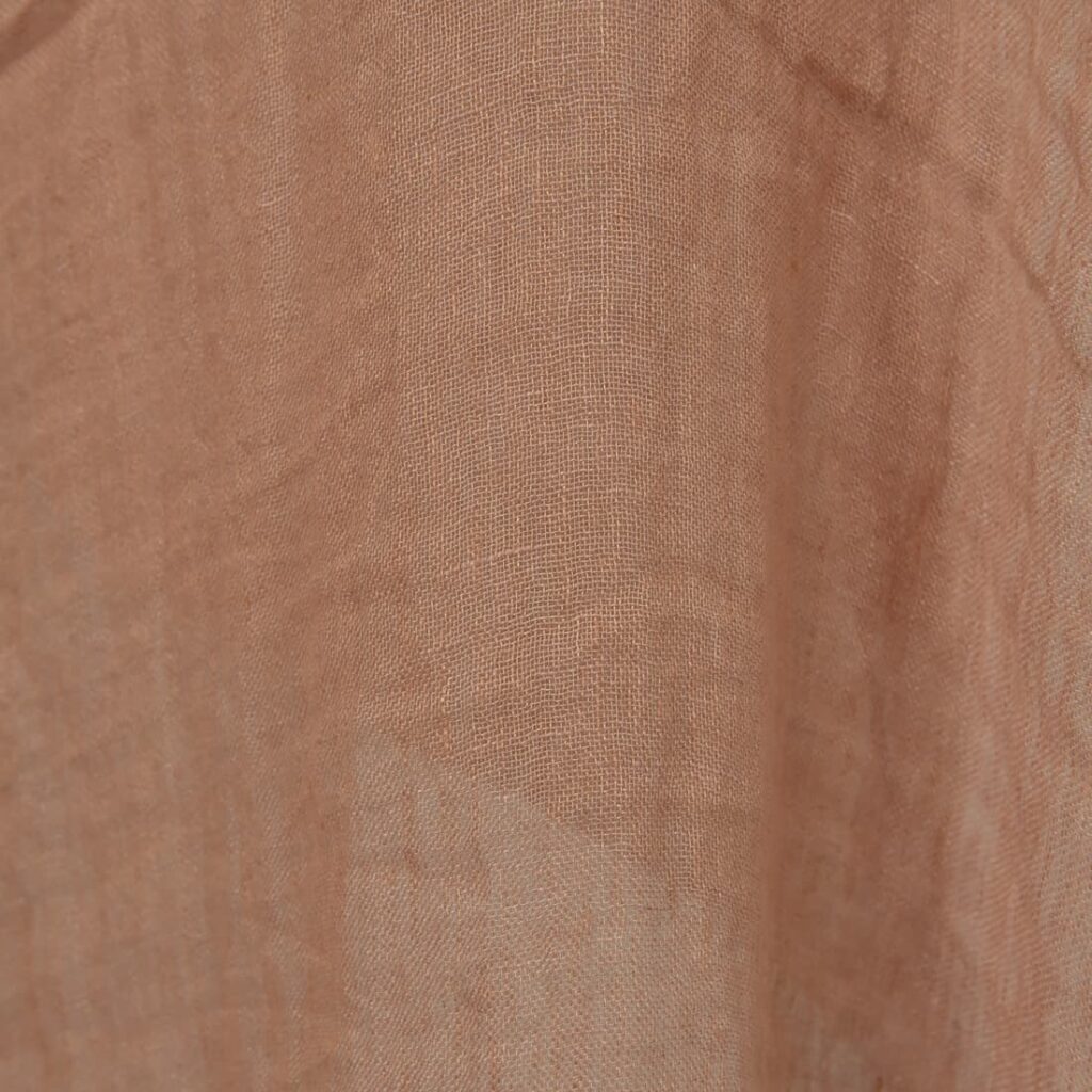Washed sheer linen fabric light clay colour light brown