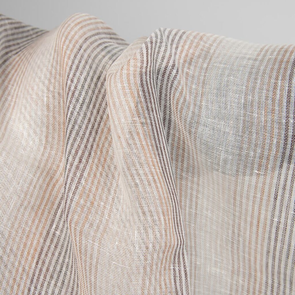 linen gauze brown striped fabric transparent