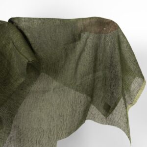 Ľanová tkanina tmavá machovo zelená farba priehľadná