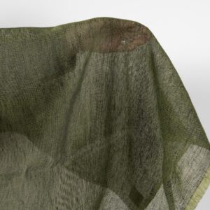 Ľanová tkanina tmavá machovo zelená farba priehľadná