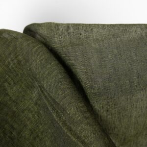 Ľanová tkanina tmavá machovo zelená farba priehľadná