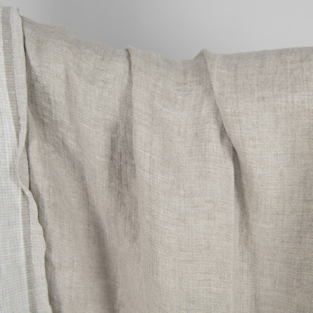 Washed linen fabric natural-white double-sided close up detail view