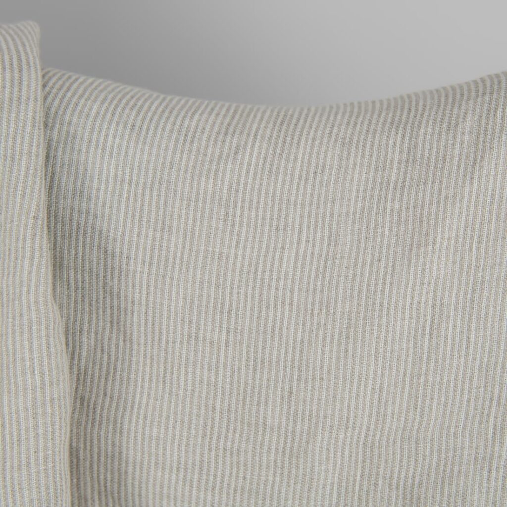 Washed linen fabric in natural and white colour stripes small pattern