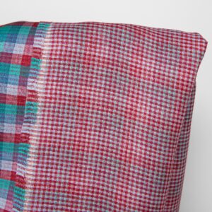 Ľanová látka obojstranná kocky červená zelená modrá