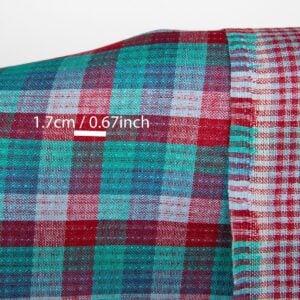 Ľanová látka obojstranná kocky červená zelená modrá