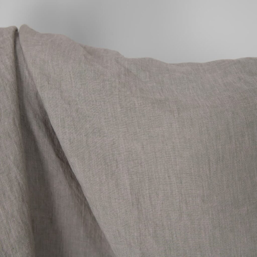 Washed linen fabric greenish lilac, plain weave