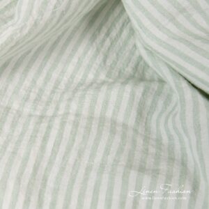 Široká ľanová tkanina zelené pruhy praná